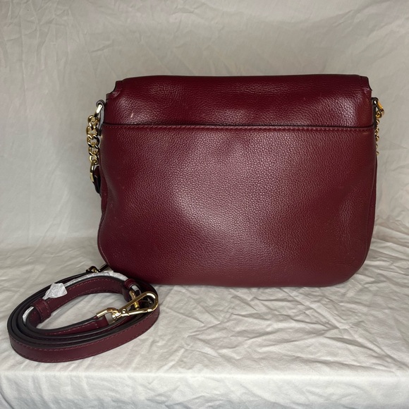 NWOT Michael Kors MK Evie Medium Pebbled Leather Shoulder Bag Burgundy - Picture 6 of 12
